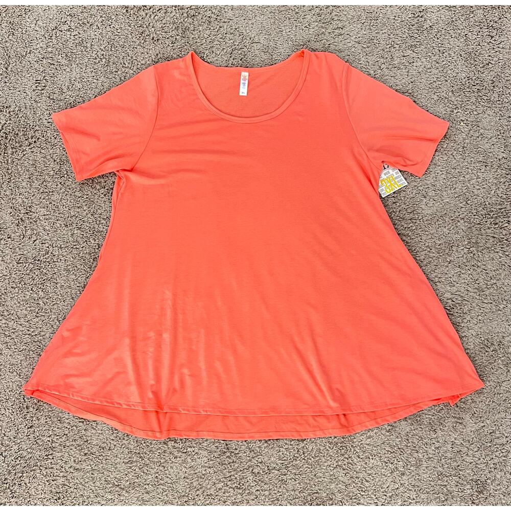 NWT Lularoe PERFECT T Women's Plus Size 3XL Solid Coral Short Sleeve NEW Tunic - Picture 2 of 9